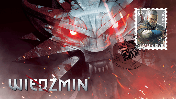 Wiedźmin Geralt z Rivii na znaczku pocztowym